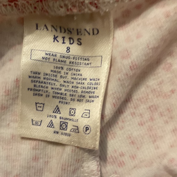 Lands’ End Girls Floral Pajamas Pink & White Size 8 - Picture 4 of 5